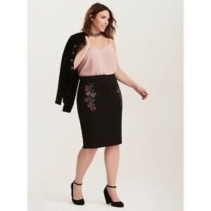 Torrid high waisted floral black red and green skirt